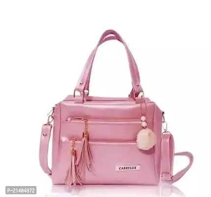 Stylish Pink PU Handbags For Women-thumb0