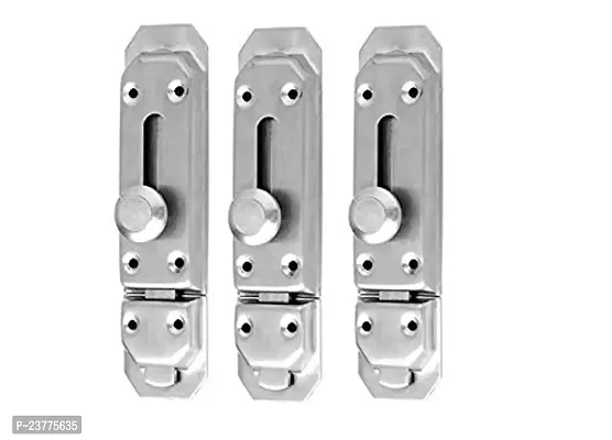 Stainless Steel Door Security Latch Lock Of 5 Inch For Home, Bathroom, Kitchen, Office - 3 Pcs