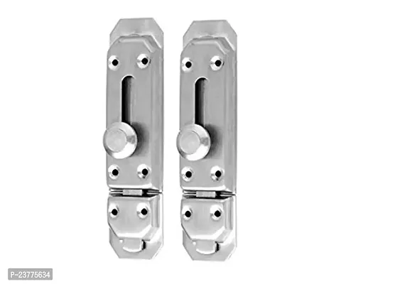 Stainless Steel Door Security Latch Lock Of 5 Inch For Home, Bathroom, Kitchen, Office - 2 Pcs