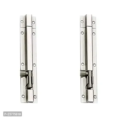 Stainless Steel Plain Tower Bolt-Door Latch 6 Inch Silver Finish Set Of 2 Pcs