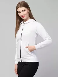 PDKFASHIONS Hooded Zipper Sweatshirt for Women Regular fit Winter Wear Hooded Jacket Zipper Hoodie (M, White)-thumb3