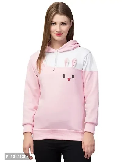 PDKFASHIONS Sweatshirt Rabbit Hoodie for Women Full Sleeves Winter Wear (XL, Pink)