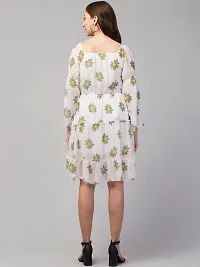 PDK Fashions Women Stylish Green Floral Print Drawstring Casual Dress Losse Fit | Medium-thumb1