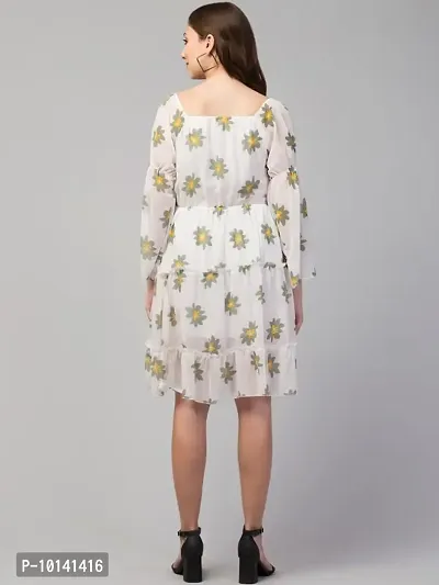 PDK Fashions Women Stylish Green Floral Print Drawstring Casual Dress Losse Fit | Medium-thumb2