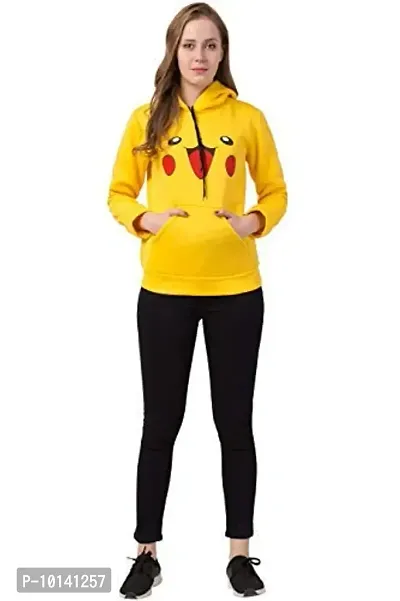 Prachikfashions Pikachu Fleece Hoodie for Women and Girls for Winter Sweatshirt-thumb2
