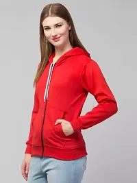 PDKFASHIONS Hooded Zipper Sweatshirt for Women Regular fit Winter Wear Hooded Jacket Zipper Hoodie (XL, Red)-thumb1