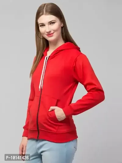 PDKFASHIONS Hooded Zipper Sweatshirt for Women Regular fit Winter Wear Hooded Jacket Zipper Hoodie (XL, Red)-thumb2