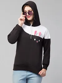 PDKFASHIONS Sweatshirt Rabbit Hoodie for Women Full Sleeves Winter Wear (L, Black)-thumb1