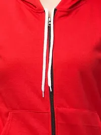 PDKFASHIONS Hooded Zipper Sweatshirt for Women Regular fit Winter Wear Hooded Jacket Zipper Hoodie (XL, Red)-thumb3