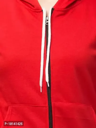PDKFASHIONS Hooded Zipper Sweatshirt for Women Regular fit Winter Wear Hooded Jacket Zipper Hoodie (XL, Red)-thumb4