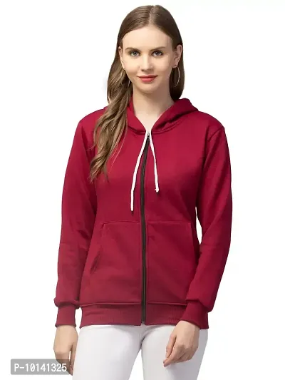 PDKFASHIONS Winter Wear Zipper Sweatshirt Hoodies for Women (S, Brown)