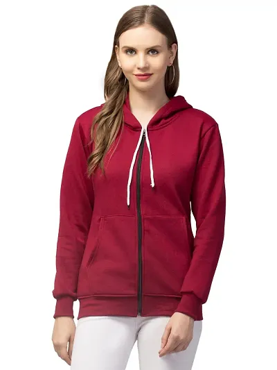 PDKFASHIONS Winter Wear Zipper Sweatshirt Hoodies for Women (S, Brown)