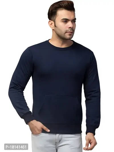 PDKFASHIONS Full Sleeves Sweatshirt for Men (XL, Navy Blue)