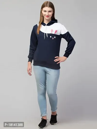 PDKFASHIONS Sweatshirt Rabbit Hoodie for Women Full Sleeves Winter Wear (XL, Navy Blue)-thumb4