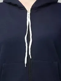 PDKFASHIONS Hooded Zipper Sweatshirt for Women Regular fit Winter Wear Hooded Jacket Zipper Hoodie (XL, Navy Blue)-thumb3