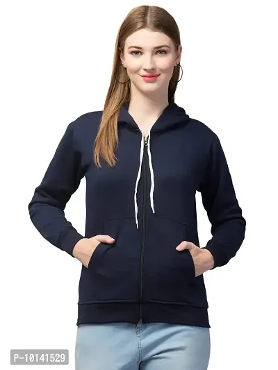 PDKFASHIONS Hoodie for Women with Zip Hooded Jacket (XL, Navy Blue)