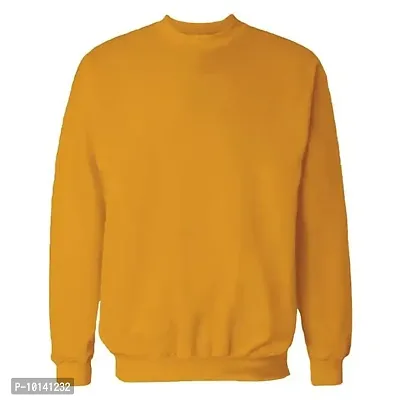 PDK Fashions Women's Fleece Round Neck Sweatshirts (JG-626S-DSRG_Yellow_S)