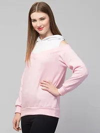 PDKFASHIONS Hoodie for Women Cold Shoulder Solid Hooded Sweatshirt (S, Light Pink)-thumb4