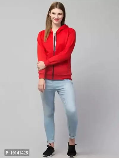 PDKFASHIONS Hooded Zipper Sweatshirt for Women Regular fit Winter Wear Hooded Jacket Zipper Hoodie (XL, Red)-thumb3