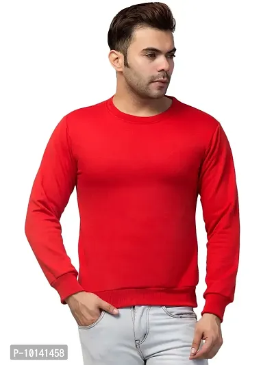 PDKFASHIONS Full Sleeves Sweatshirt for Men (S, Red)