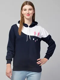 PDKFASHIONS Sweatshirt Rabbit Hoodie for Women Full Sleeves Winter Wear (XL, Navy Blue)-thumb2