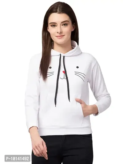 PDK Fashions Fleece Hoodie/Sweatshirt for Women (White, X-Large)