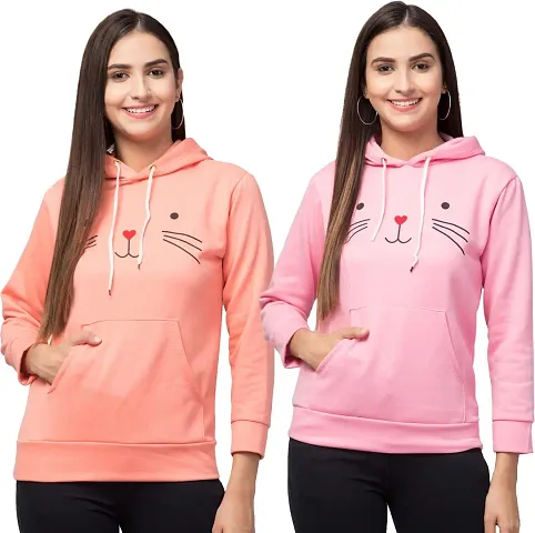 PDK Fashions Cat Hoodie for Women Combo | & Peach,