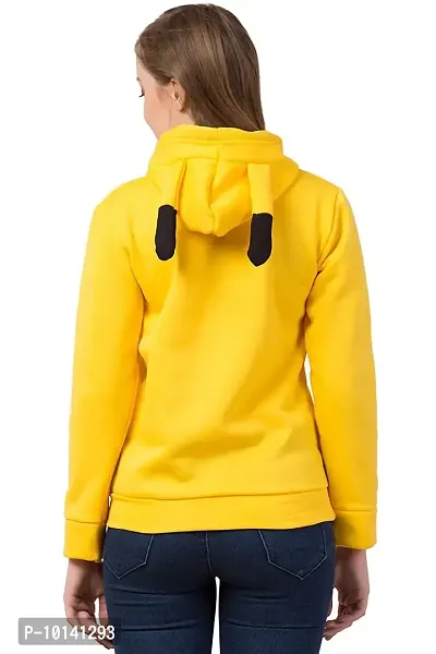 PDK Fashions Women's Fleece Hooded Neck Hoodie ( Yellow_L)-thumb2