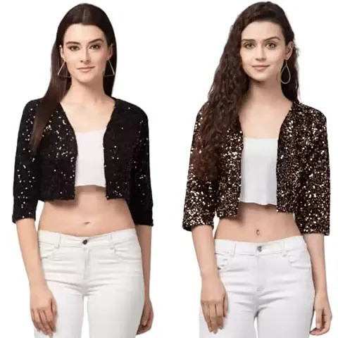 PDK Fashions Sequin Crop Shrug for Women