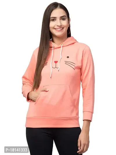 PDKFASHIONS Cat Hoodie for Women (Peach, Large)