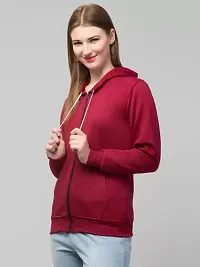 PDKFASHIONS Hooded Zipper Sweatshirt for Women Regular fit Winter Wear Hooded Jacket Zipper Hoodie (M, Maroon)-thumb4