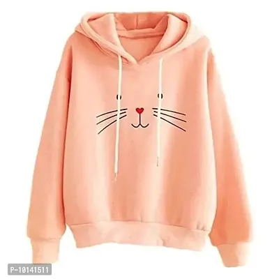 PDK Fashions Cat Hoodie for Women's ( Peach, M )