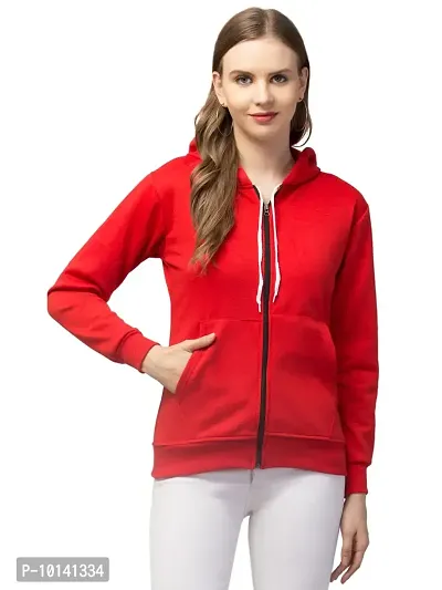 PDKFASHIONS Stylish Zipper Hoodies for Women (S, Red)