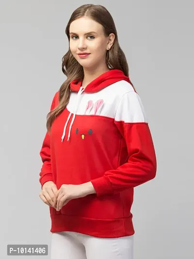 PDK Fashions Hooded Sweatshirt Rabbit Hoodie for Women Full Sleeves Winter Wear (S, Red)-thumb5