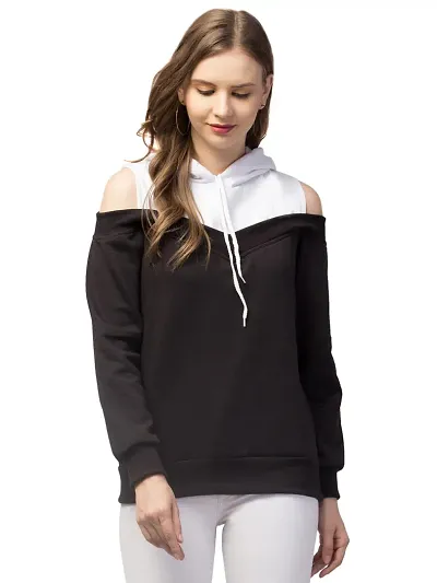 PDK Fashions Women's Cold Shoulder Sweatshirt Drawstring Long Sleeve Hoodie