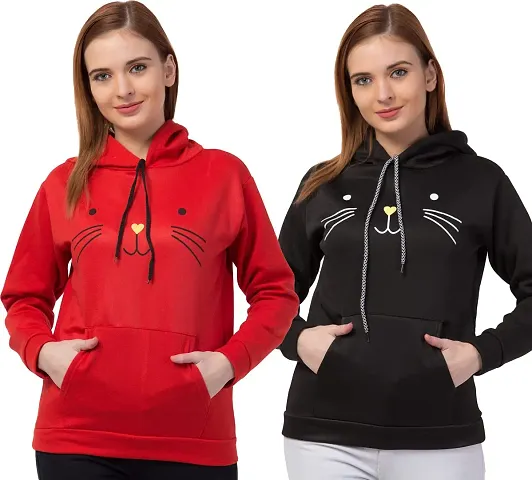 PDK Fashions Cat Hoodie for Women Combo Pack of 2