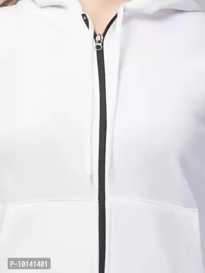 PDKFASHIONS Hooded Zipper Sweatshirt for Women Regular fit Winter Wear Hooded Jacket Zipper Hoodie (M, White)-thumb3