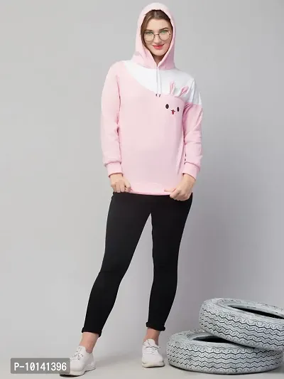 PDKFASHIONS Sweatshirt Rabbit Hoodie for Women Full Sleeves Winter Wear (XL, Pink)-thumb2