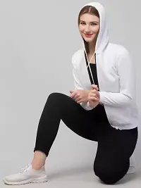 PDKFASHIONS Hooded Zipper Sweatshirt for Women Regular fit Winter Wear Hooded Jacket Zipper Hoodie (M, White)-thumb1