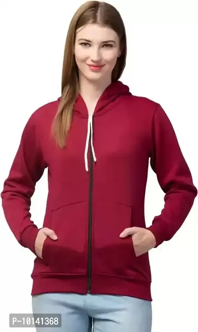 PDKFASHIONS Hooded Zipper Sweatshirt for Women Regular fit Winter Wear Hooded Jacket Zipper Hoodie (M, Maroon)-thumb0