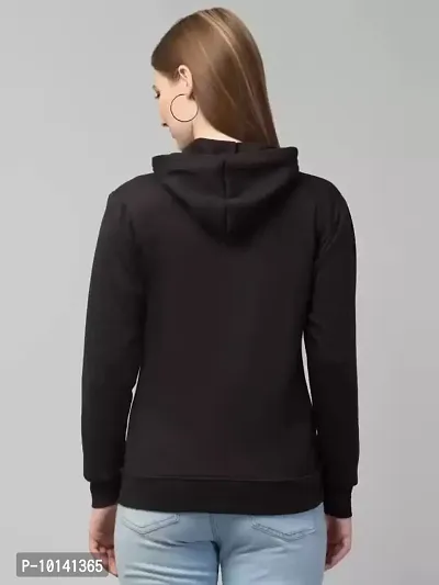 PDKFASHIONS Hooded Zipper Sweatshirt for Women Regular fit Winter Wear Hooded Jacket Zipper Hoodie (L, Black)-thumb2