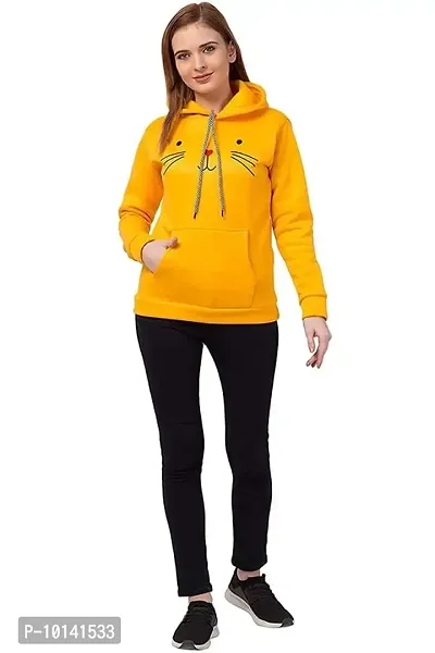 PDK Fashions Cat Hoodie for Women's ( Yellow, M )
