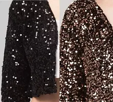 PDK Fashions Sequin Crop Shrug for Women-thumb4