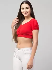 PDK Fashions Hugging Ruched Crop Tops for Women Combo Pack of 2 (Pink & Red), Large-thumb2