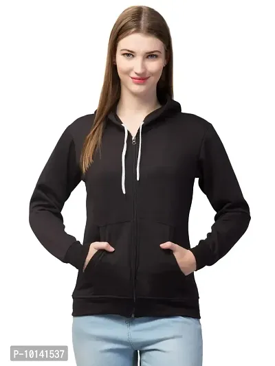PDKFASHIONS Hoodie for Women with Zip Hooded Jacket (M, Black)