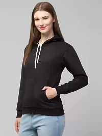 PDKFASHIONS Hooded Zipper Sweatshirt for Women Regular fit Winter Wear Hooded Jacket Zipper Hoodie (L, Black)-thumb4
