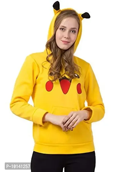 Prachikfashions Pikachu Fleece Hoodie for Women and Girls for Winter Sweatshirt