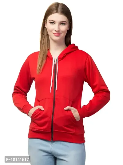 PDKFASHIONS Hoodie for Women with Zip Hooded Jacket (S, Red)