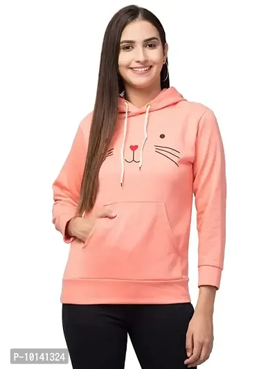 PDKFASHIONS Cat Hoodie for Women (Peach, Medium)