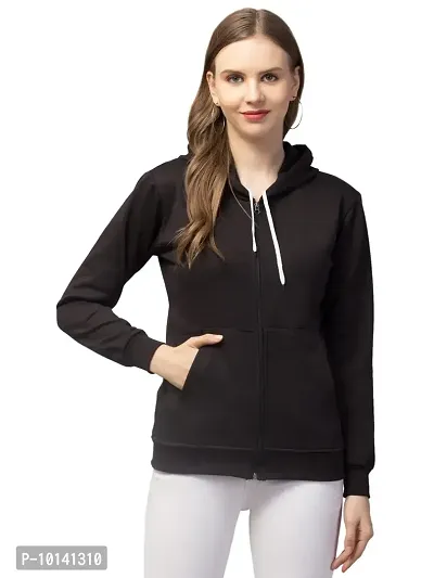 PDKFASHIONS Winter Wear Zipper Sweatshirt Hoodies for Women (L, Black)